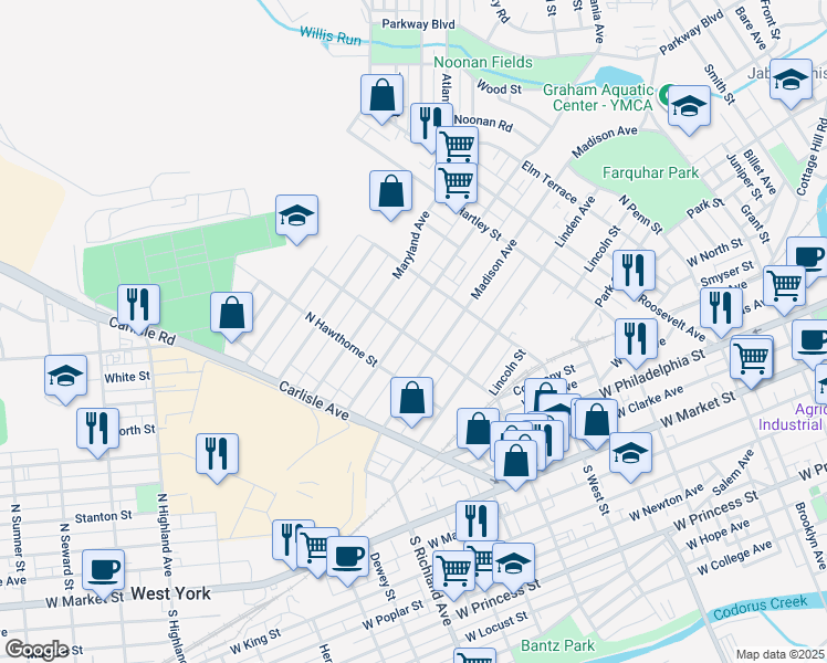 map of restaurants, bars, coffee shops, grocery stores, and more near 645 Madison Avenue in York