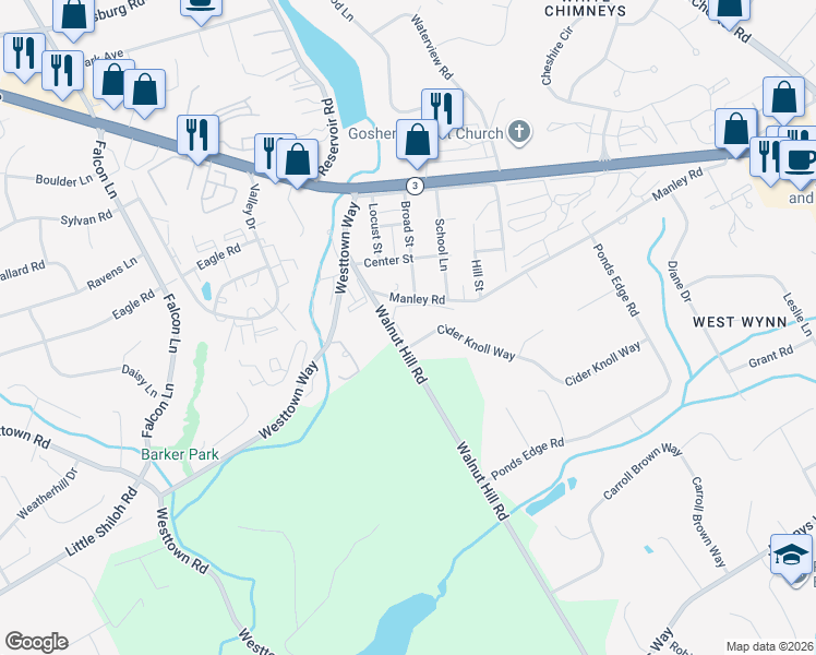 map of restaurants, bars, coffee shops, grocery stores, and more near 1404 Cider Knoll Way in West Chester
