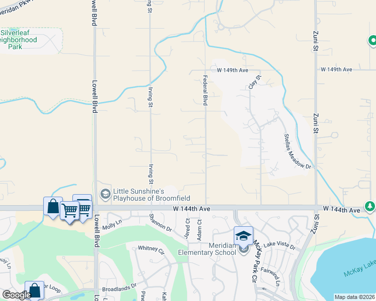 map of restaurants, bars, coffee shops, grocery stores, and more near 14625 Federal Boulevard in Broomfield