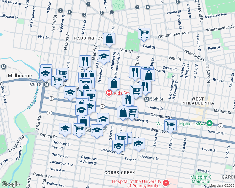 map of restaurants, bars, coffee shops, grocery stores, and more near in Philadelphia