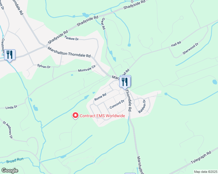 map of restaurants, bars, coffee shops, grocery stores, and more near 1004 Melba Lane in West Chester