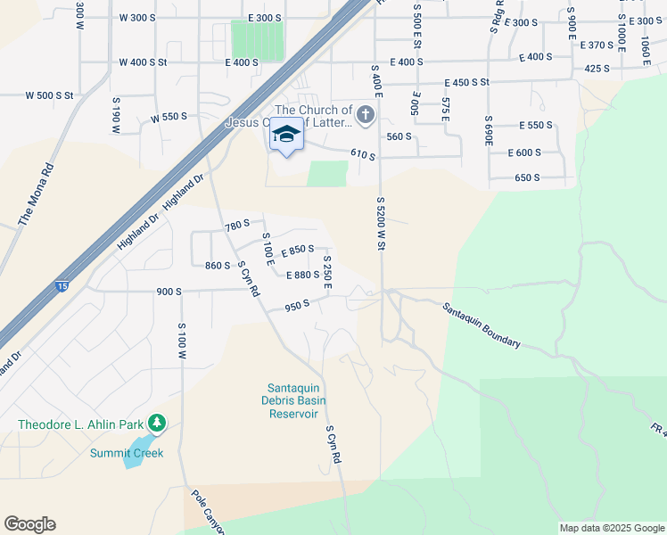 map of restaurants, bars, coffee shops, grocery stores, and more near 873 South 250 East in Santaquin