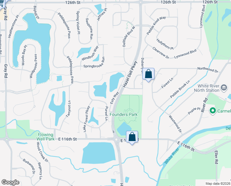 map of restaurants, bars, coffee shops, grocery stores, and more near 11940 Esty Way in Carmel