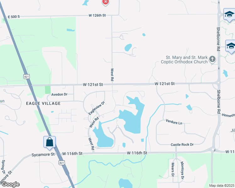 map of restaurants, bars, coffee shops, grocery stores, and more near 4369 Eagleridge Lane in Zionsville