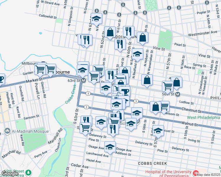 map of restaurants, bars, coffee shops, grocery stores, and more near in Philadelphia