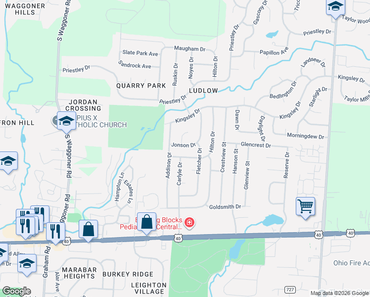 map of restaurants, bars, coffee shops, grocery stores, and more near 8071 Jonson Drive in Reynoldsburg
