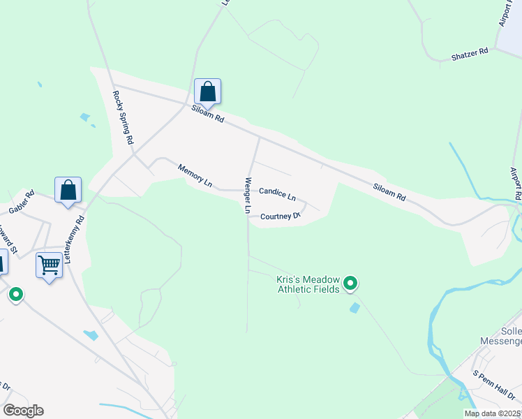 map of restaurants, bars, coffee shops, grocery stores, and more near 1279 Courtney Drive in Chambersburg