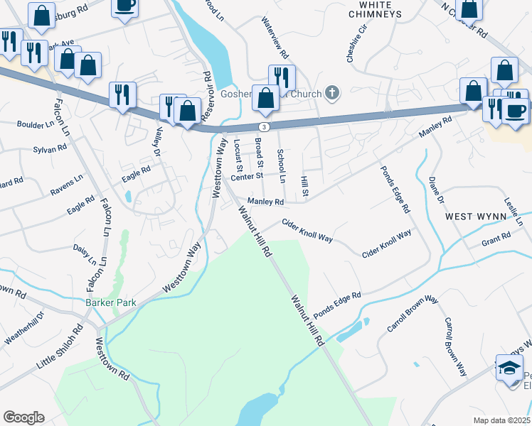 map of restaurants, bars, coffee shops, grocery stores, and more near 1404 Cider Knoll Way in West Chester