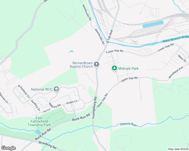 map of restaurants, bars, coffee shops, grocery stores, and more near 1250 Youngsburg Road in Coatesville