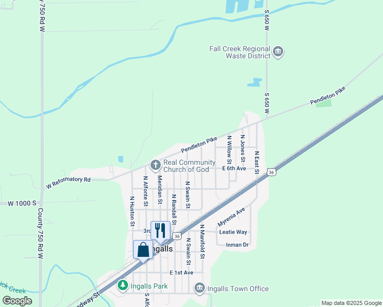 map of restaurants, bars, coffee shops, grocery stores, and more near in Ingalls