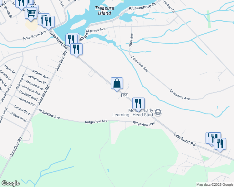 map of restaurants, bars, coffee shops, grocery stores, and more near 378 Lakehurst Road in Pemberton Township