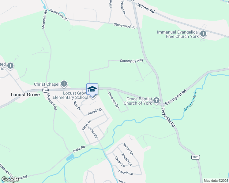 map of restaurants, bars, coffee shops, grocery stores, and more near 1230 Crescent Road in York