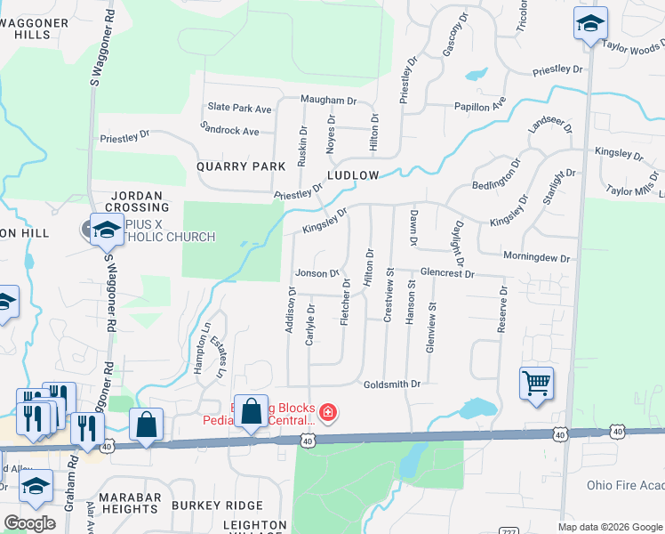 map of restaurants, bars, coffee shops, grocery stores, and more near 8071 Jonson Drive in Reynoldsburg