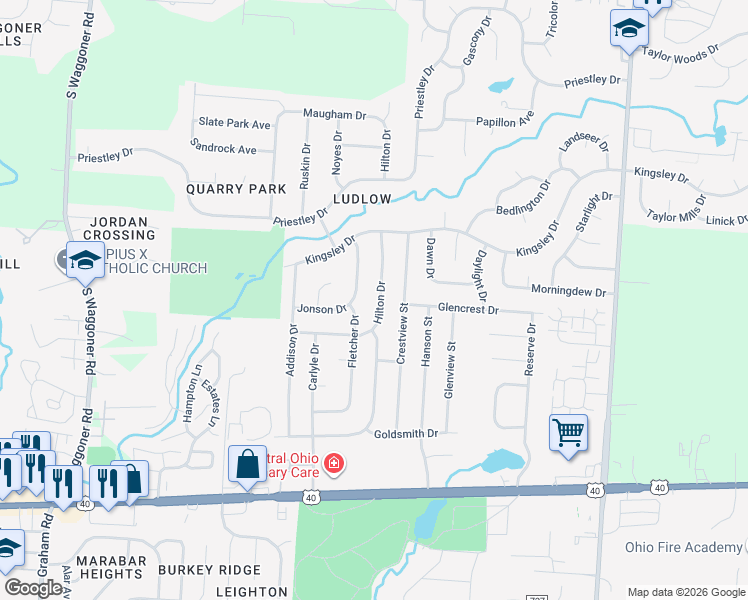 map of restaurants, bars, coffee shops, grocery stores, and more near 1169 Jonson Drive in Reynoldsburg