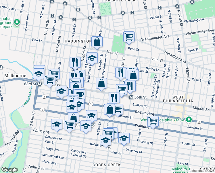 map of restaurants, bars, coffee shops, grocery stores, and more near in Philadelphia