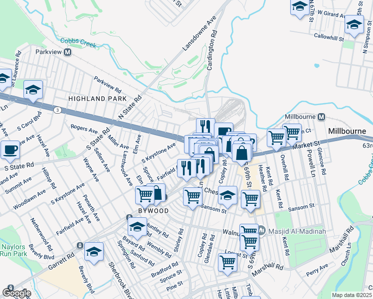 map of restaurants, bars, coffee shops, grocery stores, and more near in Philadelphia