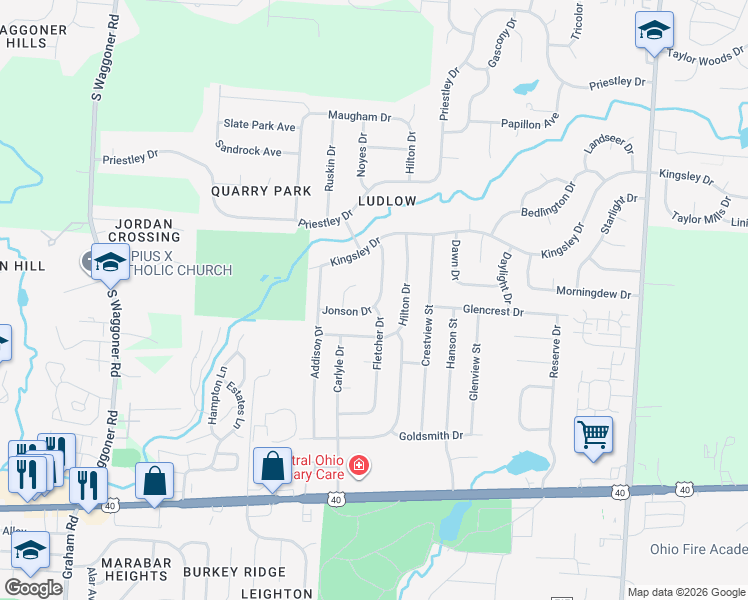 map of restaurants, bars, coffee shops, grocery stores, and more near 1169 Jonson Drive in Reynoldsburg
