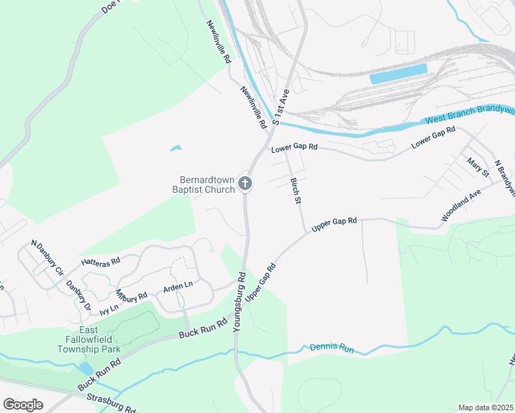 map of restaurants, bars, coffee shops, grocery stores, and more near 1238 Youngsburg Road in Coatesville