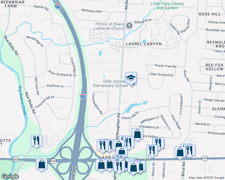 map of restaurants, bars, coffee shops, grocery stores, and more near 791 McNaughten Road in Columbus