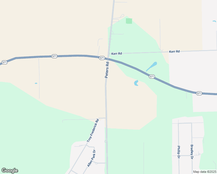 map of restaurants, bars, coffee shops, grocery stores, and more near 5215 Peters Road in Tipp City