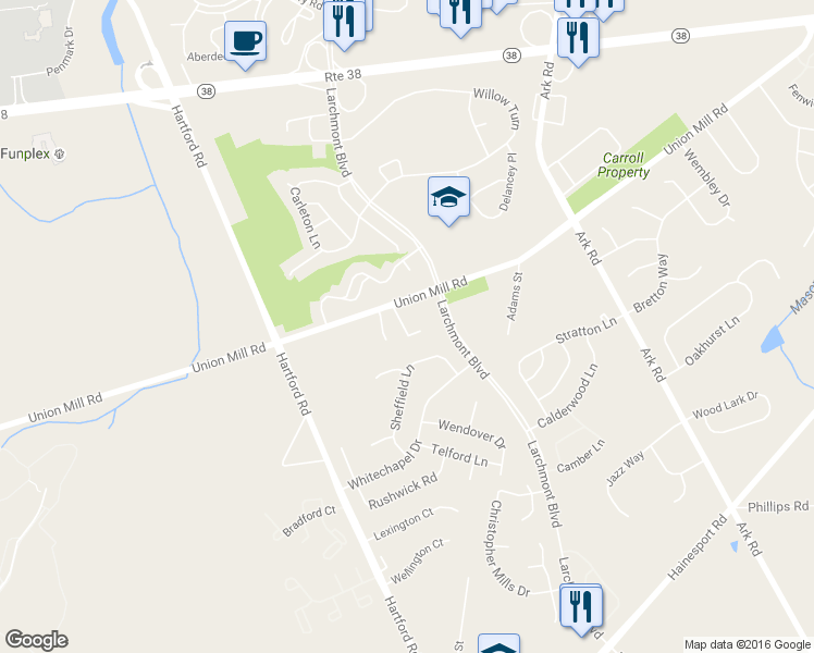 map of restaurants, bars, coffee shops, grocery stores, and more near 110 Ashby Court in Mount Laurel Township