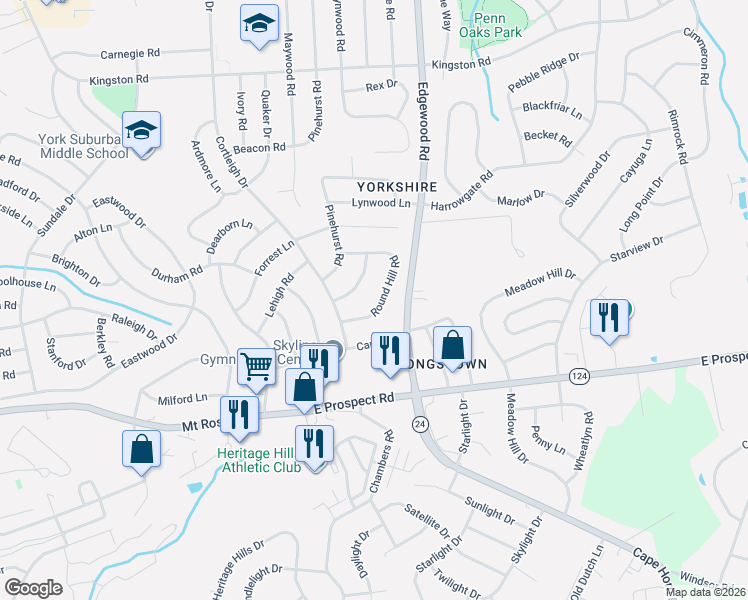 map of restaurants, bars, coffee shops, grocery stores, and more near 835 Woodbridge Road in East York