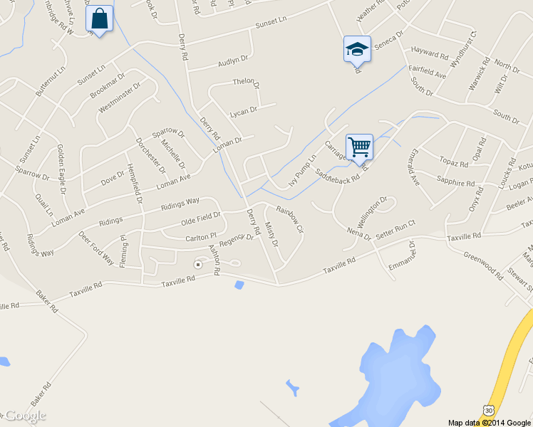 map of restaurants, bars, coffee shops, grocery stores, and more near 1770 Rainbow Circle in York