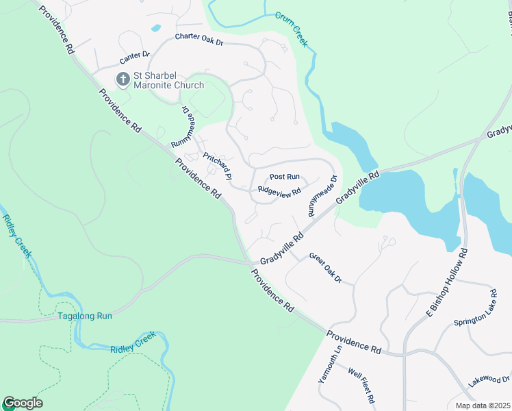 map of restaurants, bars, coffee shops, grocery stores, and more near 7 Riders Run in Newtown Square