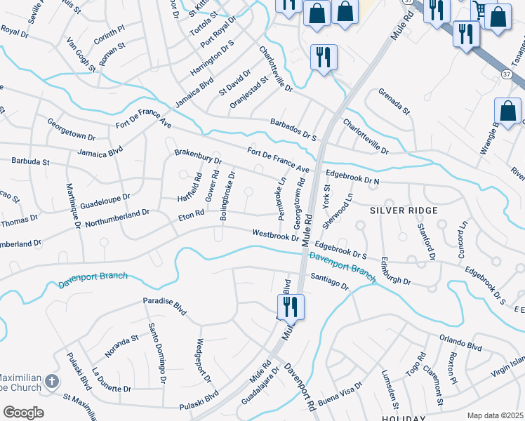 map of restaurants, bars, coffee shops, grocery stores, and more near 6 Eton Road in Toms River