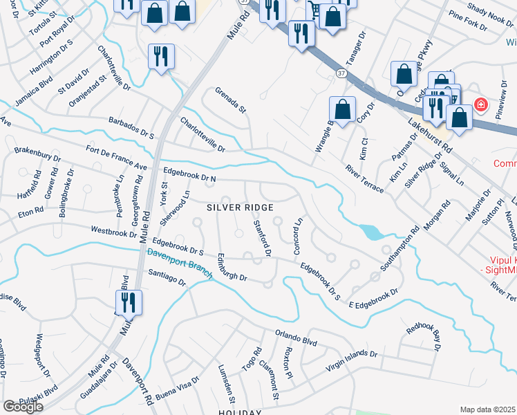 map of restaurants, bars, coffee shops, grocery stores, and more near 28 Stanford Court East in Toms River