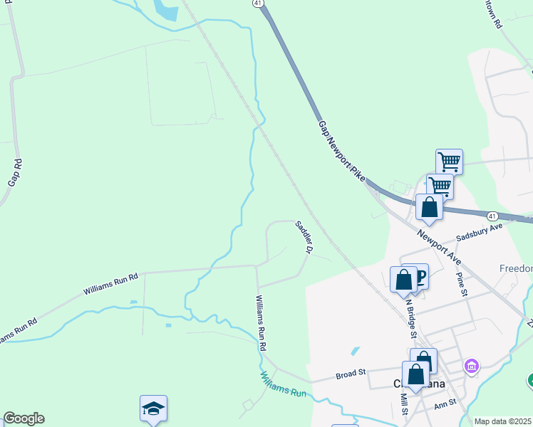 map of restaurants, bars, coffee shops, grocery stores, and more near 60 Saddler Drive in Christiana