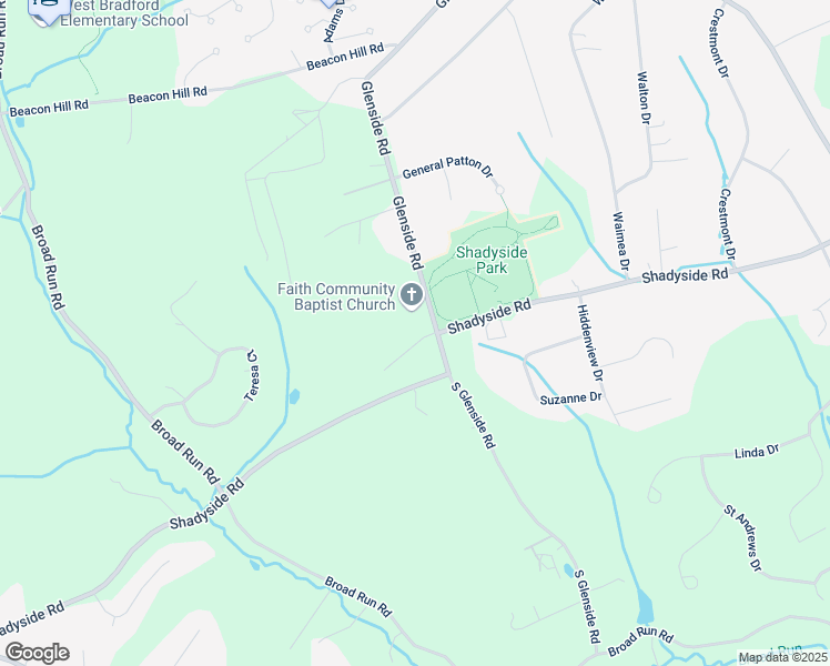 map of restaurants, bars, coffee shops, grocery stores, and more near 1593 Shadyglen Drive in Downingtown