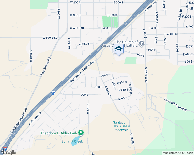 map of restaurants, bars, coffee shops, grocery stores, and more near 39 780 South in Santaquin
