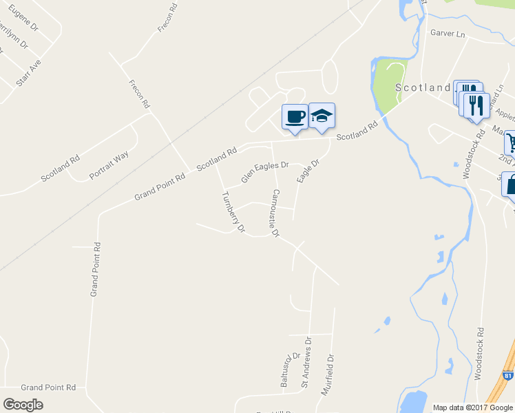 map of restaurants, bars, coffee shops, grocery stores, and more near 3478 Troon Drive in Chambersburg
