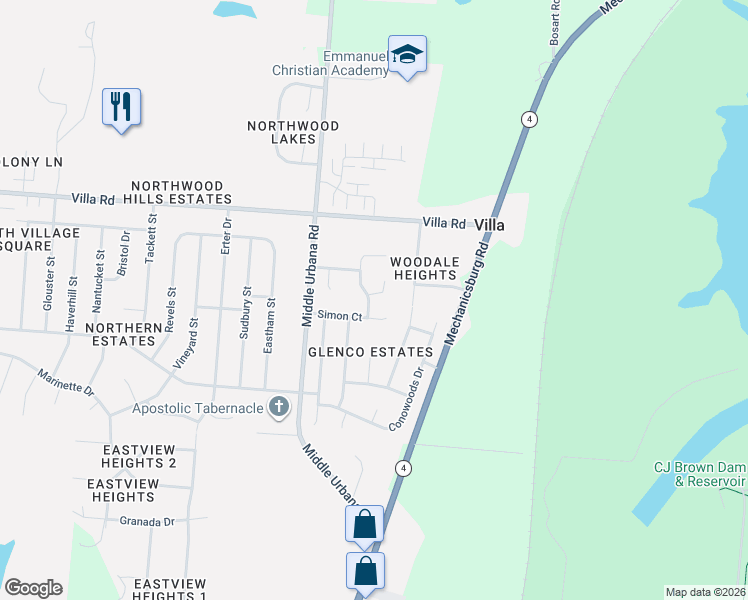 map of restaurants, bars, coffee shops, grocery stores, and more near 2247 Heartland Court in Springfield