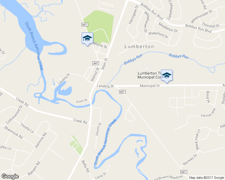 map of restaurants, bars, coffee shops, grocery stores, and more near 449 Landing Street in Lumberton