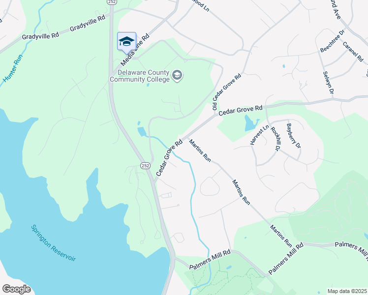 map of restaurants, bars, coffee shops, grocery stores, and more near 210 Martins Run in Media