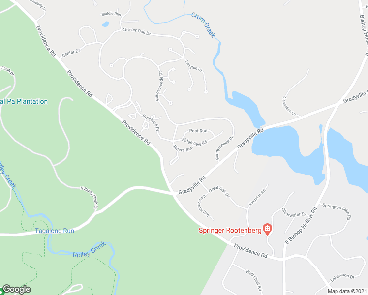 map of restaurants, bars, coffee shops, grocery stores, and more near 7 Riders Run in Newtown Square