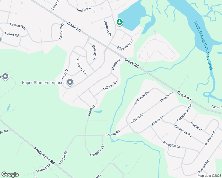 map of restaurants, bars, coffee shops, grocery stores, and more near 15 Millway Road in Lumberton
