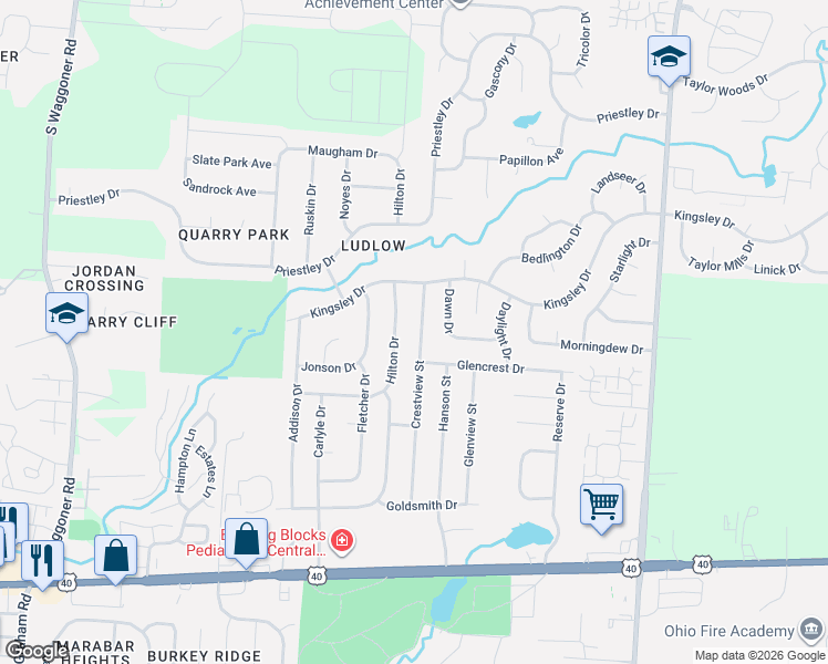 map of restaurants, bars, coffee shops, grocery stores, and more near 1151 Crestview Street in Reynoldsburg