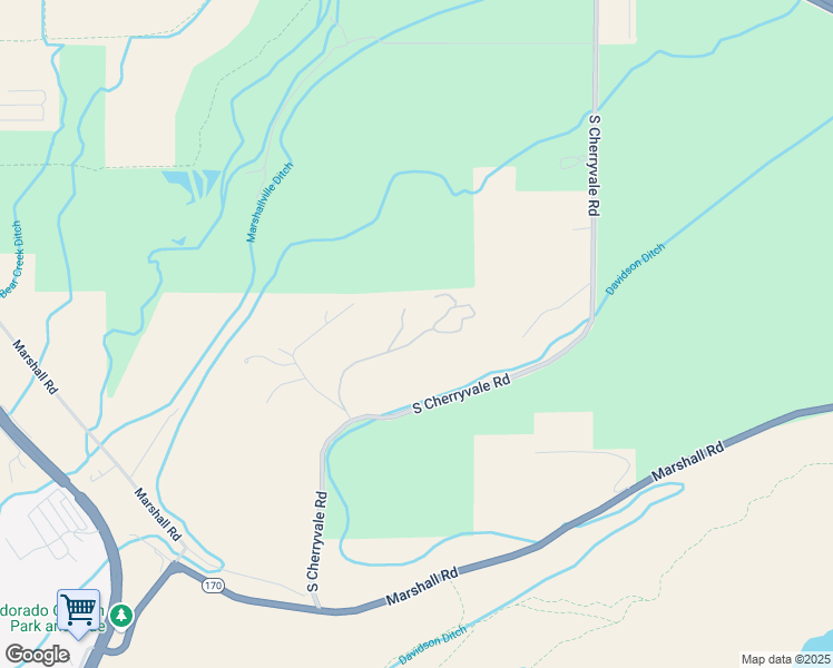 map of restaurants, bars, coffee shops, grocery stores, and more near 1401 South Cherryvale Road in Boulder