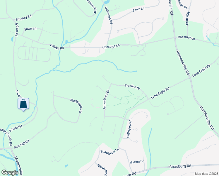 map of restaurants, bars, coffee shops, grocery stores, and more near 1317 Jamestown Drive in Coatesville