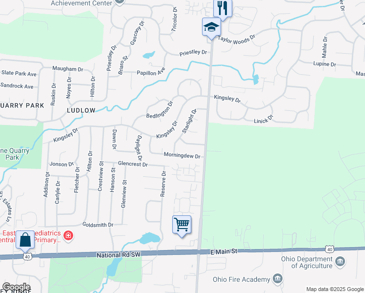 map of restaurants, bars, coffee shops, grocery stores, and more near 8483 Sunlight Dr in Reynoldsburg