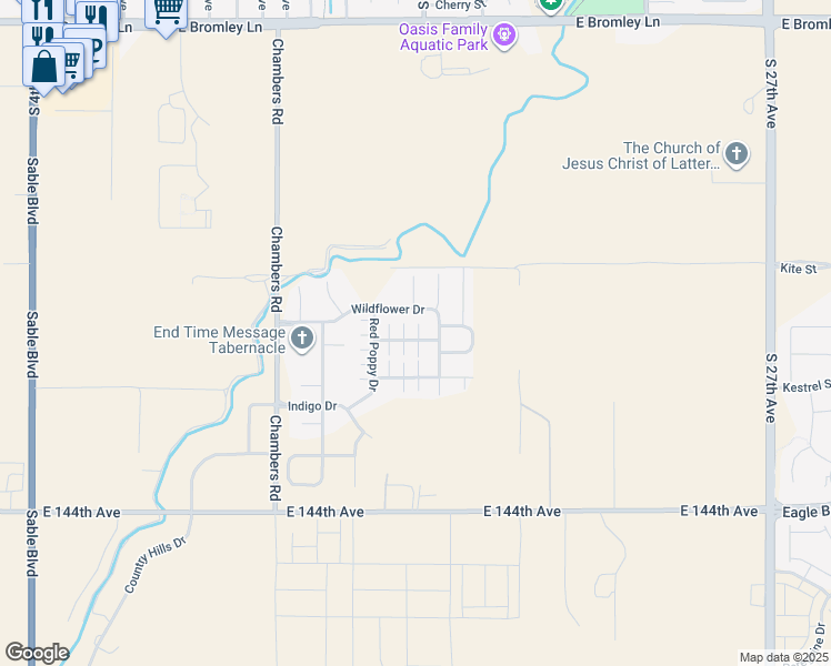 map of restaurants, bars, coffee shops, grocery stores, and more near 1551 Red Poppy Way in Brighton