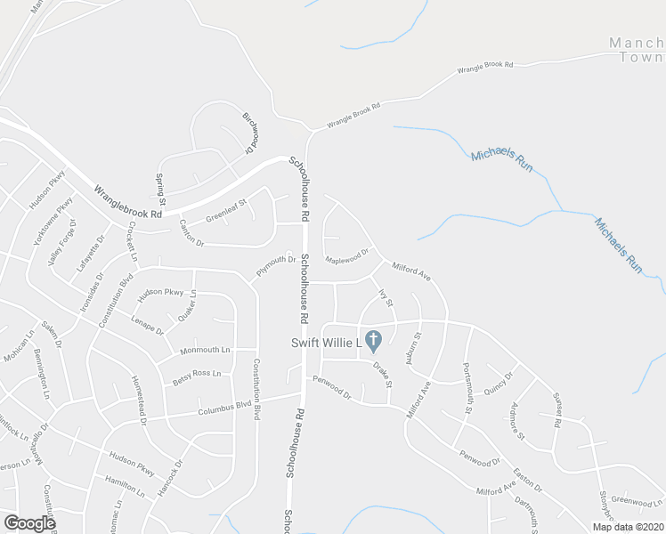 map of restaurants, bars, coffee shops, grocery stores, and more near 20B Maplewood Drive in Manchester Township