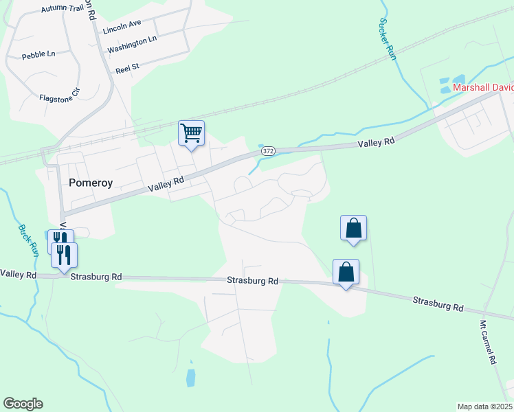 map of restaurants, bars, coffee shops, grocery stores, and more near 251 Thia Court in Coatesville