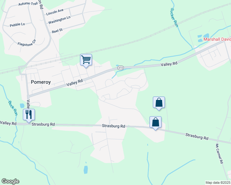 map of restaurants, bars, coffee shops, grocery stores, and more near 253 Thia Court in Coatesville
