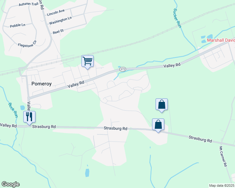 map of restaurants, bars, coffee shops, grocery stores, and more near 253 Thia Court in Coatesville