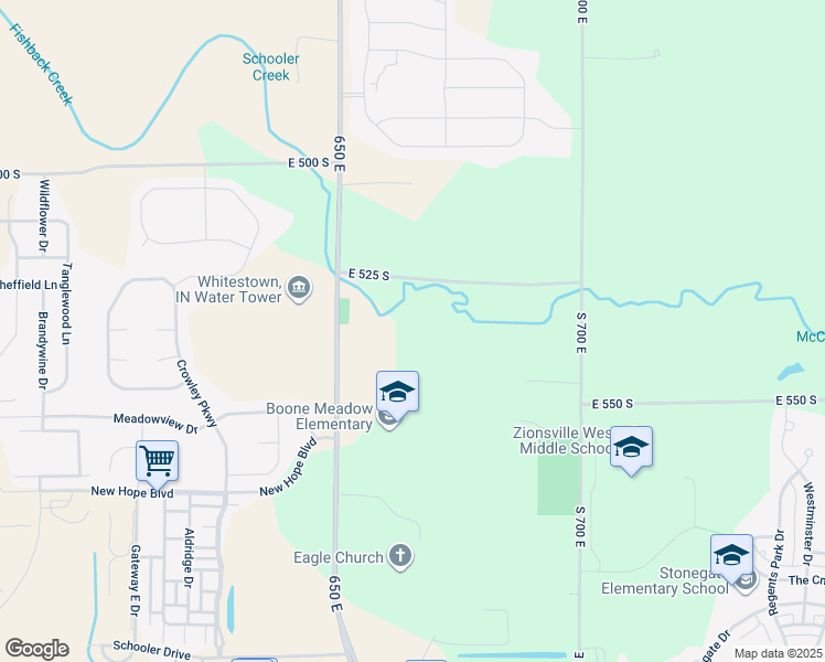map of restaurants, bars, coffee shops, grocery stores, and more near 5351 South Main Street in Whitestown