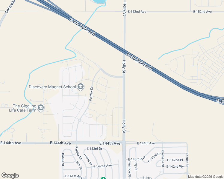 map of restaurants, bars, coffee shops, grocery stores, and more near 5452 East 148th Avenue in Thornton